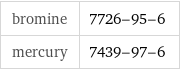 bromine | 7726-95-6 mercury | 7439-97-6