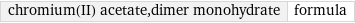 chromium(II) acetate, dimer monohydrate | formula