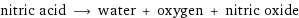 nitric acid ⟶ water + oxygen + nitric oxide