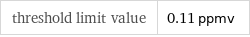 threshold limit value | 0.11 ppmv