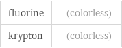 fluorine | (colorless) krypton | (colorless)