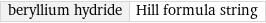 beryllium hydride | Hill formula string