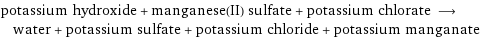 potassium hydroxide + manganese(II) sulfate + potassium chlorate ⟶ water + potassium sulfate + potassium chloride + potassium manganate