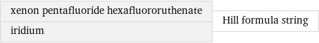 xenon pentafluoride hexafluororuthenate iridium | Hill formula string