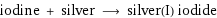 iodine + silver ⟶ silver(I) iodide