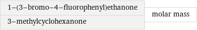 1-(3-bromo-4-fluorophenyl)ethanone 3-methylcyclohexanone | molar mass