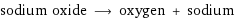 sodium oxide ⟶ oxygen + sodium