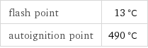 flash point | 13 °C autoignition point | 490 °C