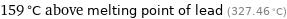 159 °C above melting point of lead (327.46 °C)