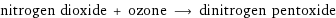 nitrogen dioxide + ozone ⟶ dinitrogen pentoxide