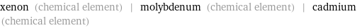 xenon (chemical element) | molybdenum (chemical element) | cadmium (chemical element)