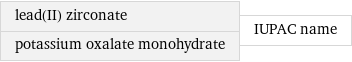 lead(II) zirconate potassium oxalate monohydrate | IUPAC name