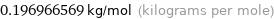 0.196966569 kg/mol (kilograms per mole)