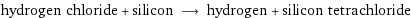 hydrogen chloride + silicon ⟶ hydrogen + silicon tetrachloride