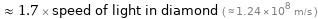  ≈ 1.7 × speed of light in diamond ( ≈ 1.24×10^8 m/s )