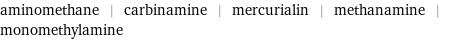 aminomethane | carbinamine | mercurialin | methanamine | monomethylamine