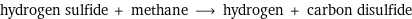 hydrogen sulfide + methane ⟶ hydrogen + carbon disulfide