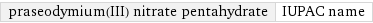 praseodymium(III) nitrate pentahydrate | IUPAC name