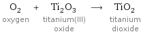 O_2 oxygen + Ti_2O_3 titanium(III) oxide ⟶ TiO_2 titanium dioxide