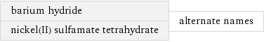 barium hydride nickel(II) sulfamate tetrahydrate | alternate names