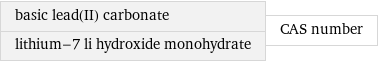 basic lead(II) carbonate lithium-7 li hydroxide monohydrate | CAS number