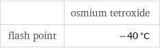  | osmium tetroxide flash point | -40 °C