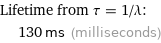 Lifetime from τ = 1/λ:  | 130 ms (milliseconds)