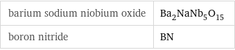 barium sodium niobium oxide | Ba_2NaNb_5O_15 boron nitride | BN