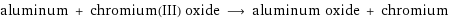 aluminum + chromium(III) oxide ⟶ aluminum oxide + chromium