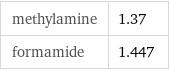 methylamine | 1.37 formamide | 1.447