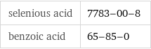 selenious acid | 7783-00-8 benzoic acid | 65-85-0