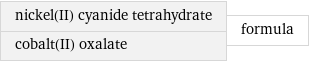 nickel(II) cyanide tetrahydrate cobalt(II) oxalate | formula