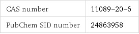 CAS number | 11089-20-6 PubChem SID number | 24863958