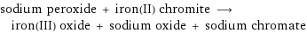 sodium peroxide + iron(II) chromite ⟶ iron(III) oxide + sodium oxide + sodium chromate