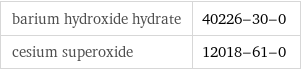 barium hydroxide hydrate | 40226-30-0 cesium superoxide | 12018-61-0