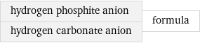 hydrogen phosphite anion hydrogen carbonate anion | formula