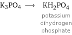 K3PO4 ⟶ KH_2PO_4 potassium dihydrogen phosphate