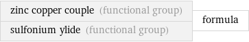 zinc copper couple (functional group) sulfonium ylide (functional group) | formula