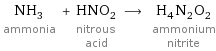 NH_3 ammonia + HNO_2 nitrous acid ⟶ H_4N_2O_2 ammonium nitrite