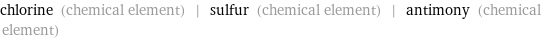 chlorine (chemical element) | sulfur (chemical element) | antimony (chemical element)