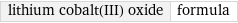 lithium cobalt(III) oxide | formula