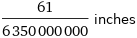 61/6350000000 inches