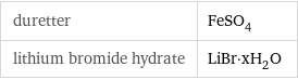 duretter | FeSO_4 lithium bromide hydrate | LiBr·xH_2O