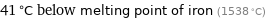 41 °C below melting point of iron (1538 °C)