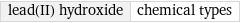 lead(II) hydroxide | chemical types