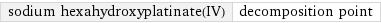 sodium hexahydroxyplatinate(IV) | decomposition point