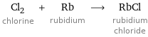 Cl_2 chlorine + Rb rubidium ⟶ RbCl rubidium chloride