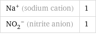 Na^+ (sodium cation) | 1 (NO_2)^- (nitrite anion) | 1