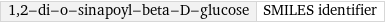 1, 2-di-o-sinapoyl-beta-D-glucose | SMILES identifier