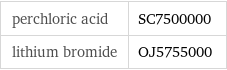 perchloric acid | SC7500000 lithium bromide | OJ5755000